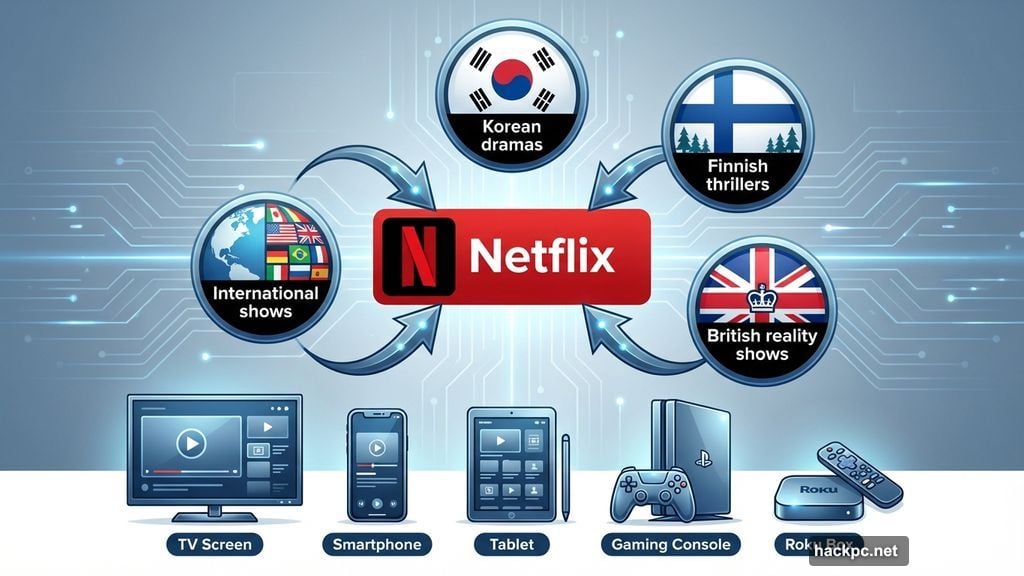 Netflix operates in nearly every country globally with international content
