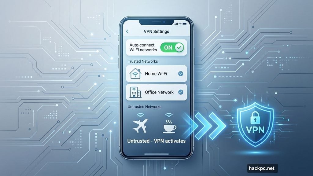 Trusted networks list prevents VPN from connecting at home