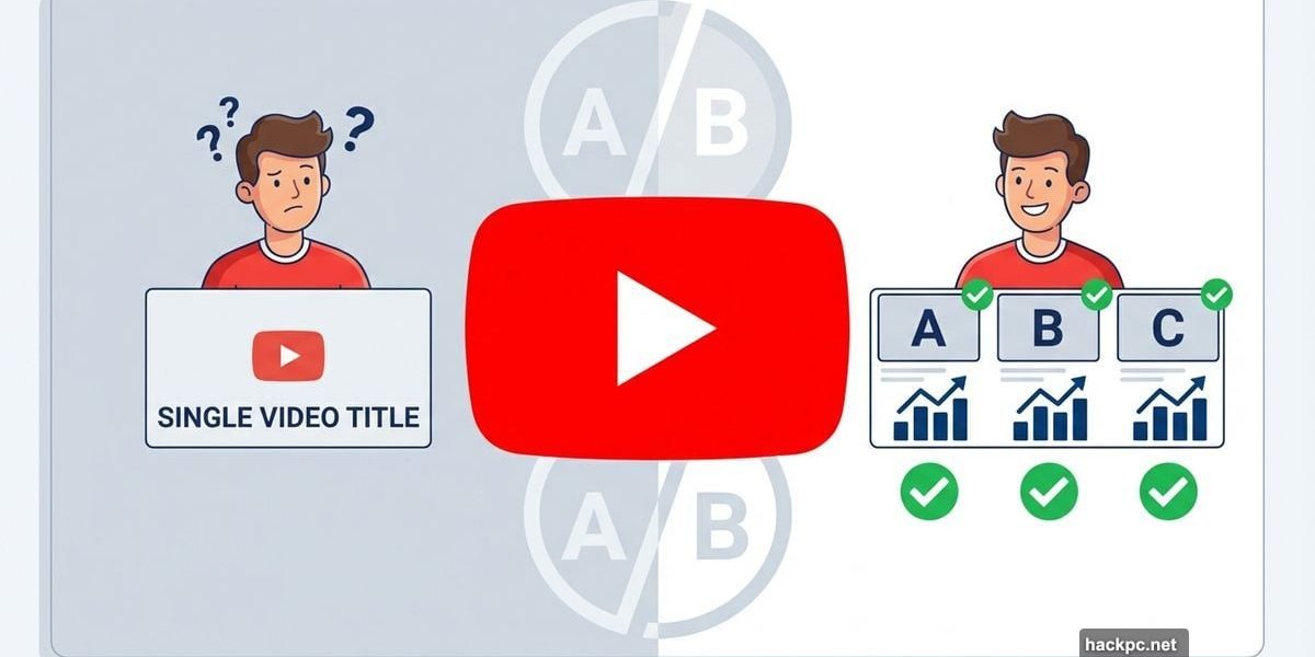 YouTube A/B testing feature showing multiple title options for creators