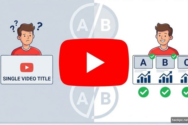 YouTube A/B testing feature showing multiple title options for creators