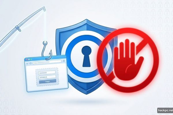 1Password shield blocking fishing hook with fake website protecting password