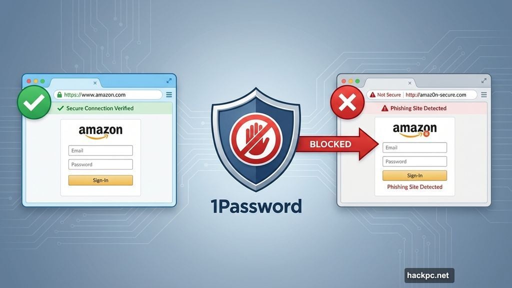 1Password warns before pasting credentials into suspicious phishing sites