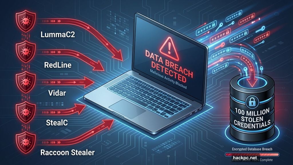 Five malware families stole nearly 100 million login details in 2025
