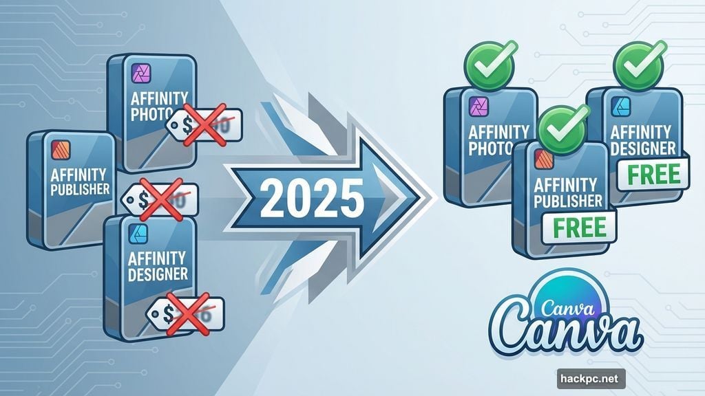 Affinity made all apps completely free with no subscription required