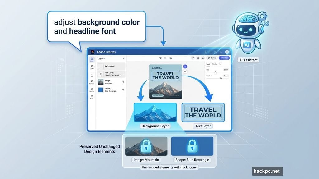 Adobe Express AI Assistant iterates on individual elements without starting over