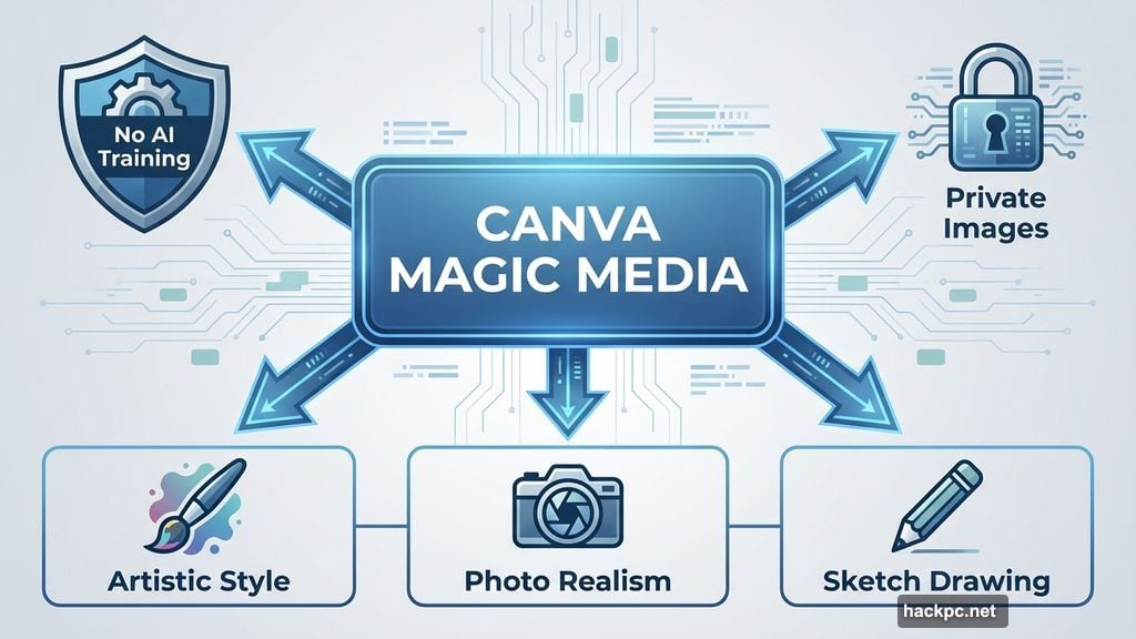 Canva doesn't train AI on your content keeping images private