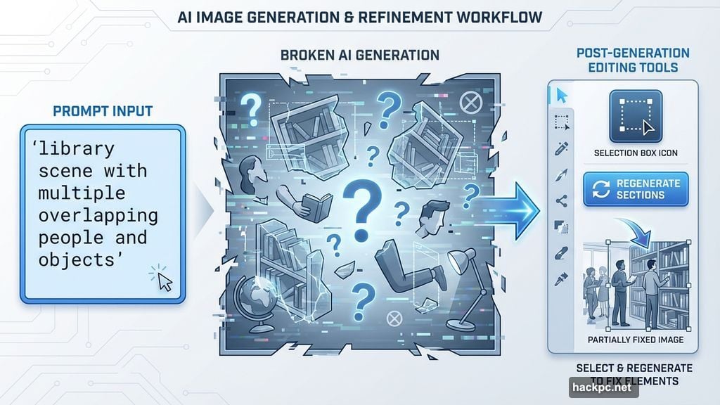 Complex scenes with overlapping elements confuse premium AI generators completely