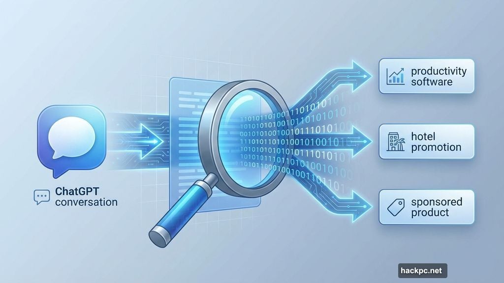 AI analyzes conversations and serves ads based on your queries