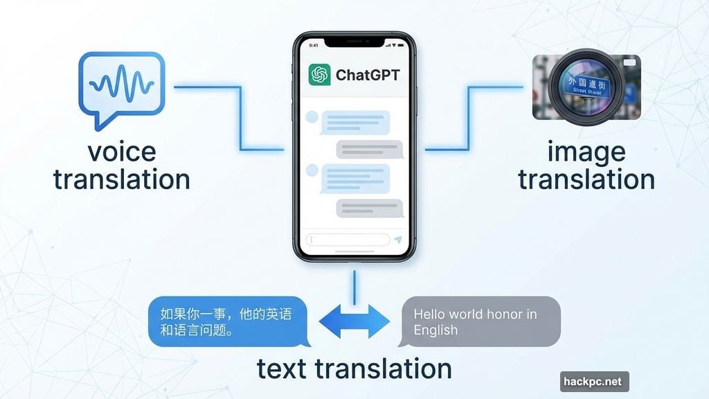 Multimodal translation combining voice, image, and text capabilities