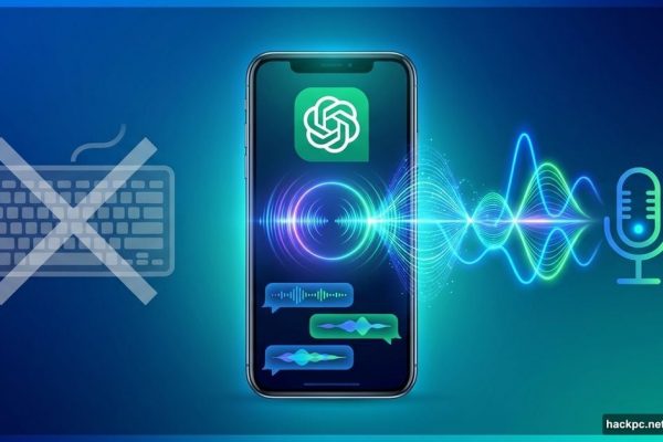 Smartphone with ChatGPT voice interface replacing traditional keyboard typing