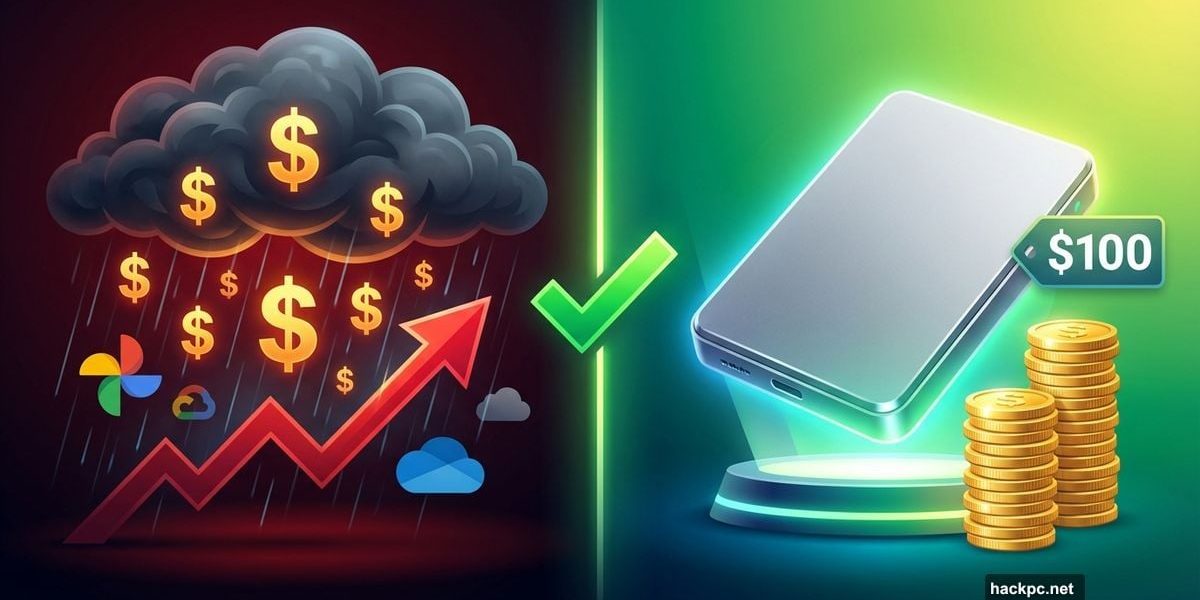 Cloud storage with rising costs versus affordable external hard drive