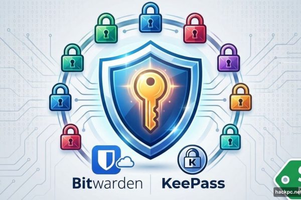Shield with key protecting multiple locks representing free password managers