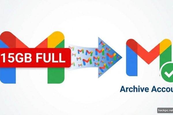 Gmail envelope transferring messages to archive account to free storage space