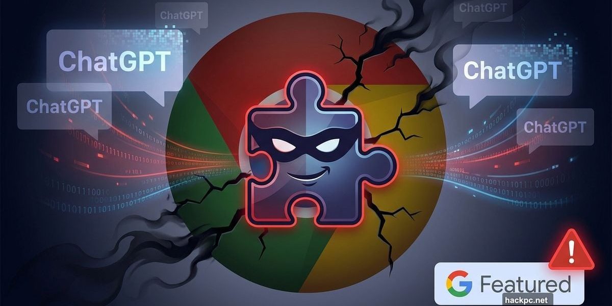 Chrome extension with thief mask stealing ChatGPT conversations from browser