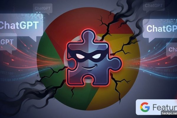 Chrome extension with thief mask stealing ChatGPT conversations from browser