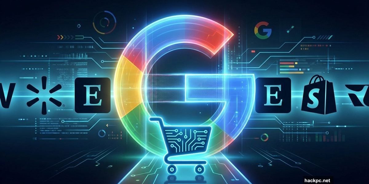 Google logo as gateway controlling access between AI shoppers and retailers