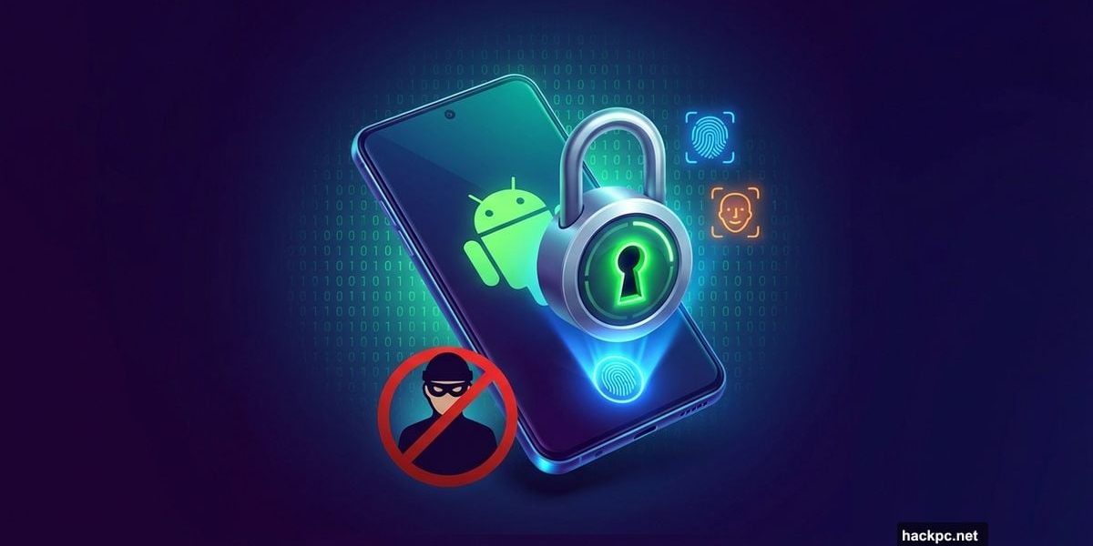 Android phone with padlock preventing thief access through security features