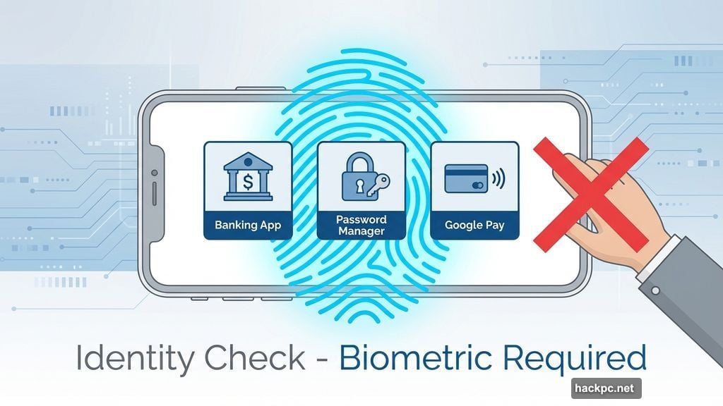 Biometric checks now block banking apps and password managers