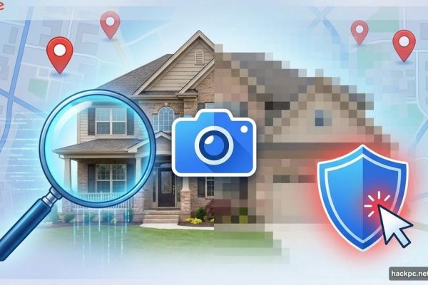 House on Google Maps being blurred with shield protection icon