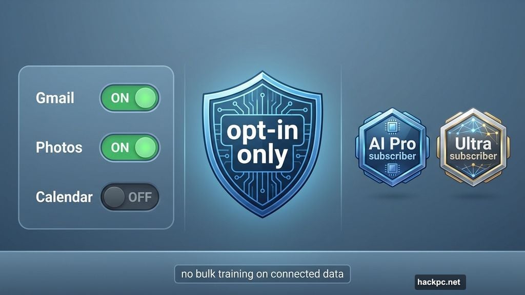 Personalized intelligence is optional with manual app connection choices