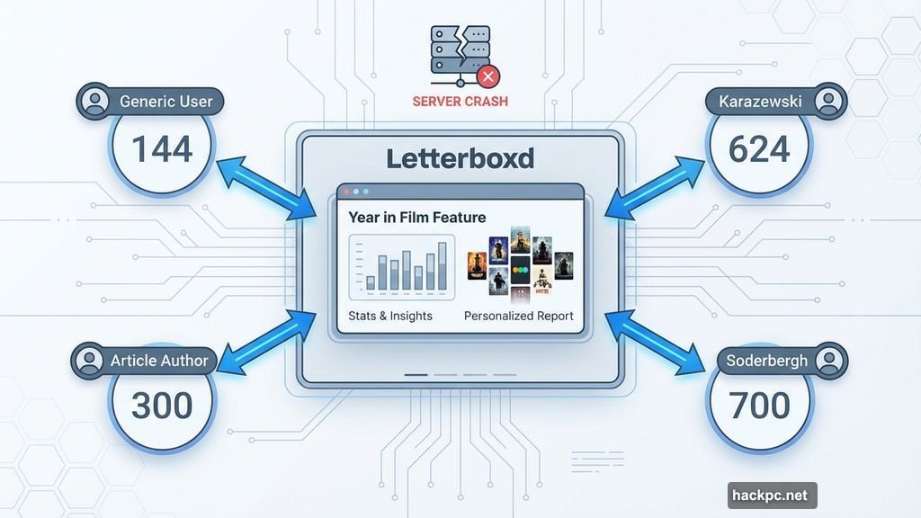 Letterboxd Year in Film feature showing users' annual viewing totals