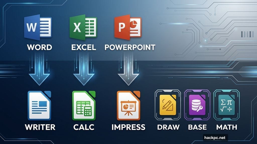 LibreOffice mirrors Microsoft 365 core apps with six programs
