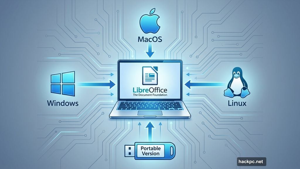 LibreOffice runs on Windows MacOS and Linux devices