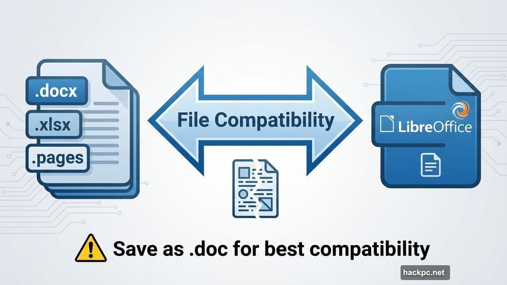 LibreOffice opens Microsoft Word Excel and Apple Pages files