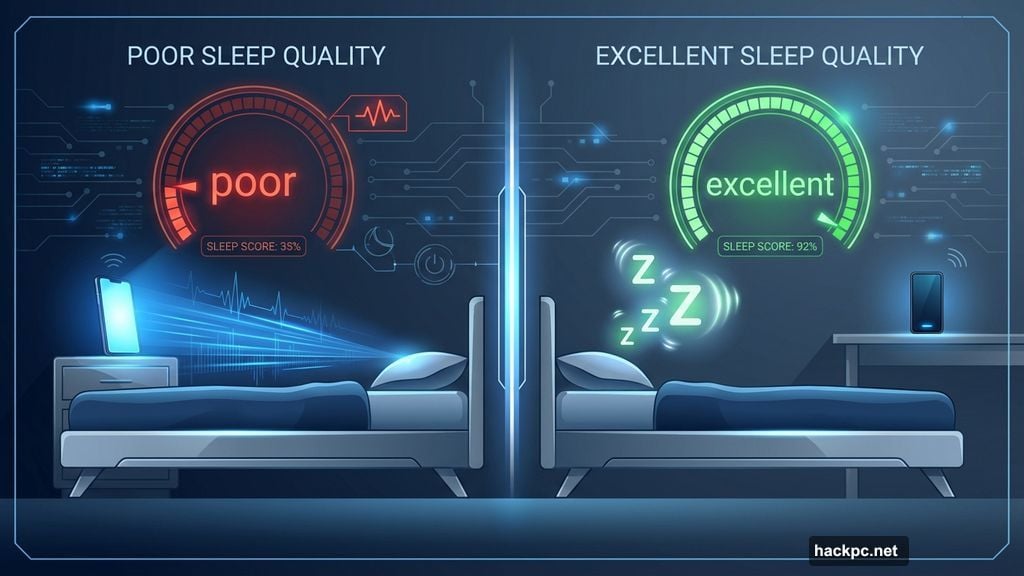 Better sleep quality by keeping phone away from bed