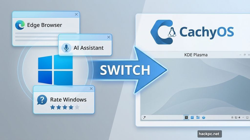 Switching from Windows AI features to CachyOS Linux desktop