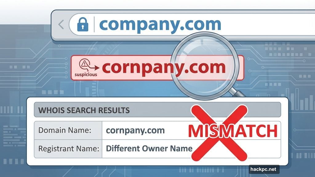 Check misspelled URLs carefully using WhoIs domain verification tool