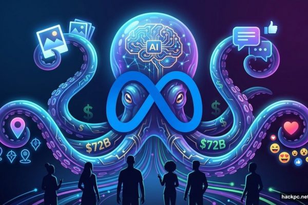 Meta logo as octopus collecting personal data from users