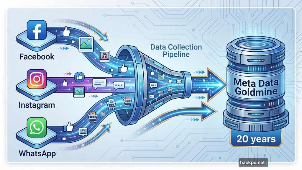 Facebook Instagram WhatsApp vacuuming up information about you for decades