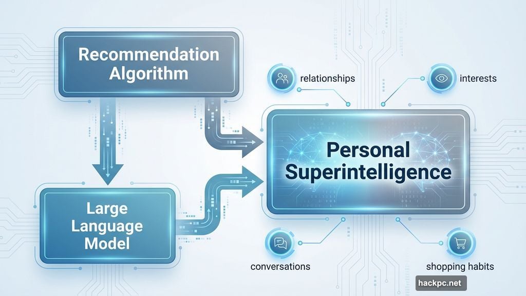 Merging recommendation algorithms with large language models for personal AI