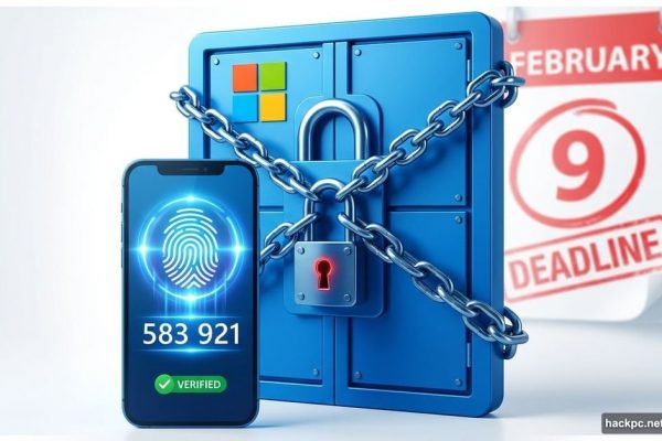Locked Microsoft 365 logo with smartphone showing multi-factor authentication requirement