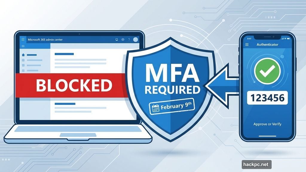 Microsoft 365 admin center requires MFA starting February 9th