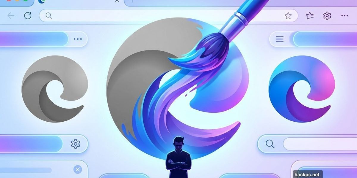 Microsoft Edge logo being forcibly painted with Copilot branding colors