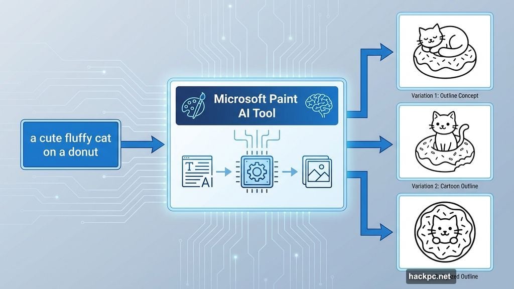 AI generates printable coloring pages from text prompts in Paint