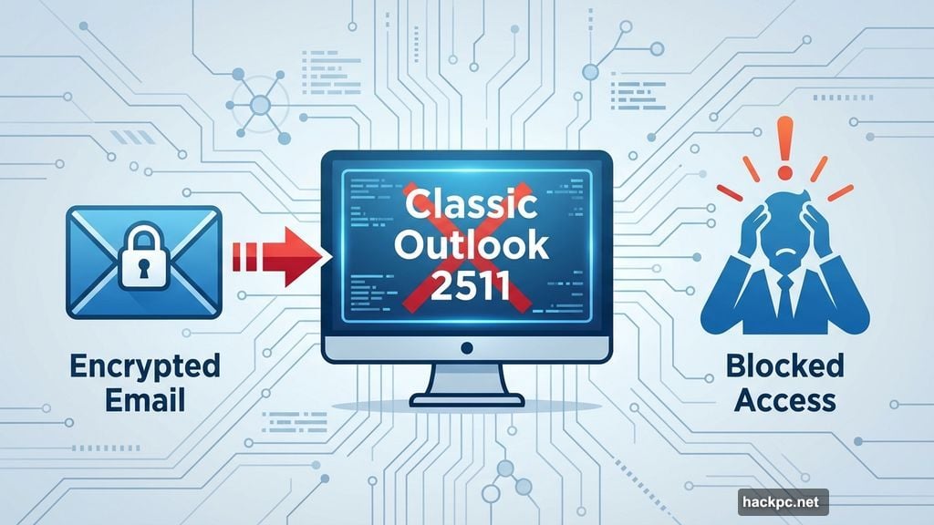 Classic Outlook version 2511 breaks encrypted email access completely
