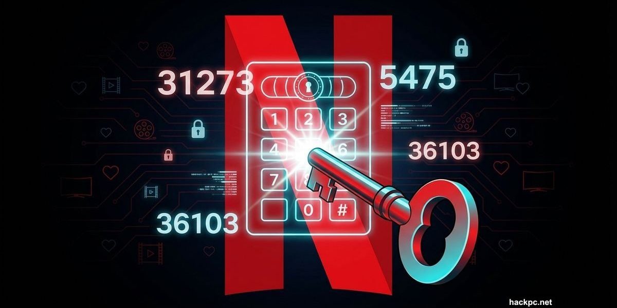 Netflix logo with numeric codes and unlock key revealing hidden content