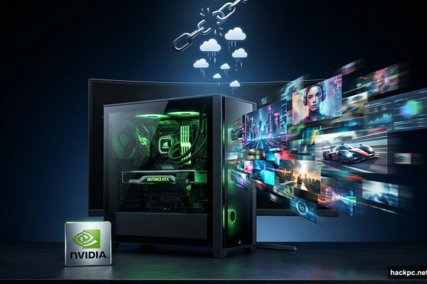 Computer with Nvidia GPU generating AI video locally, breaking free from cloud
