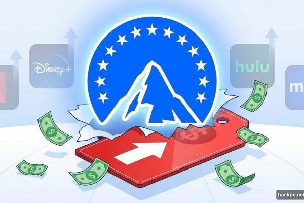 Paramount Plus logo breaking through rising price tag with dollars