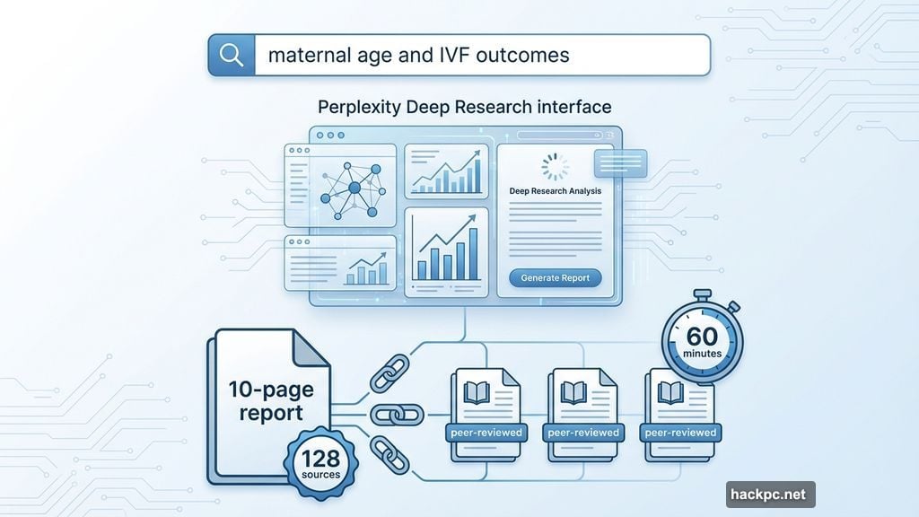 Deep Research generates ten-page report citing 128 academic sources