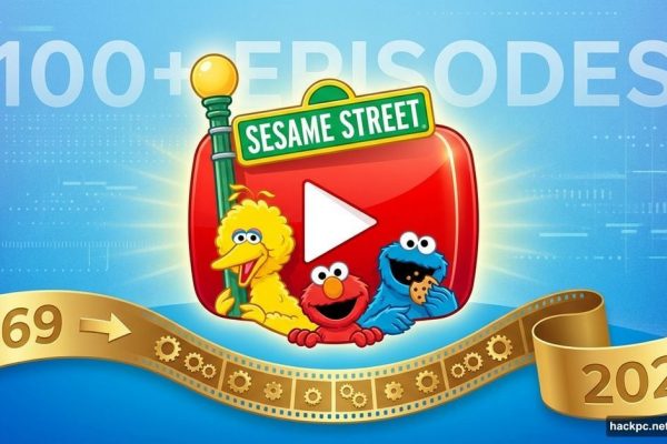 YouTube play button with Sesame Street characters and classic episodes