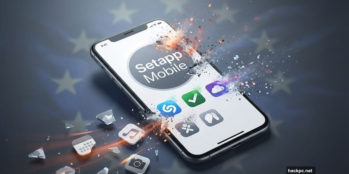 iPhone displaying Setapp Mobile apps dissolving and disappearing from screen
