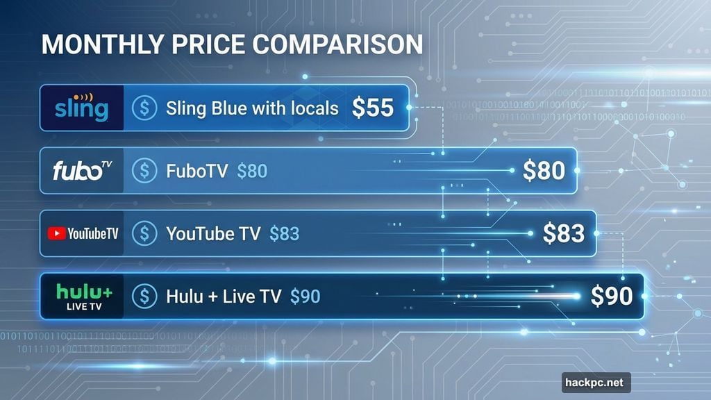 Sling Blue costs less than YouTube TV Hulu and FuboTV