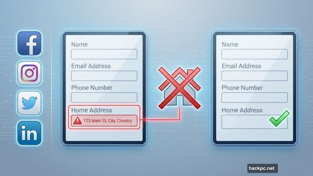 Social media profiles should not contain your home address