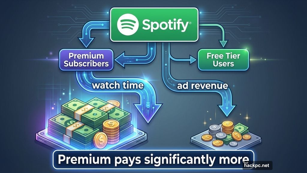 Premium subscribers generate stable income while free tier produces ad revenue