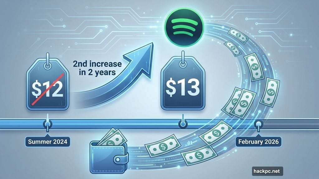 Spotify Premium Individual plan climbs from twelve to thirteen dollars monthly