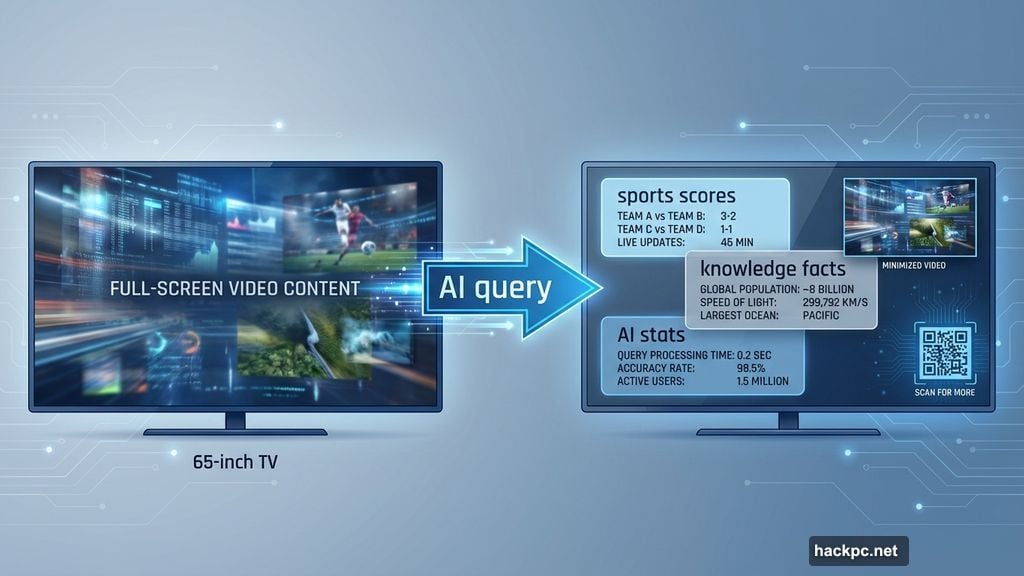 Video gets minimized while AI stats and information crowd the screen